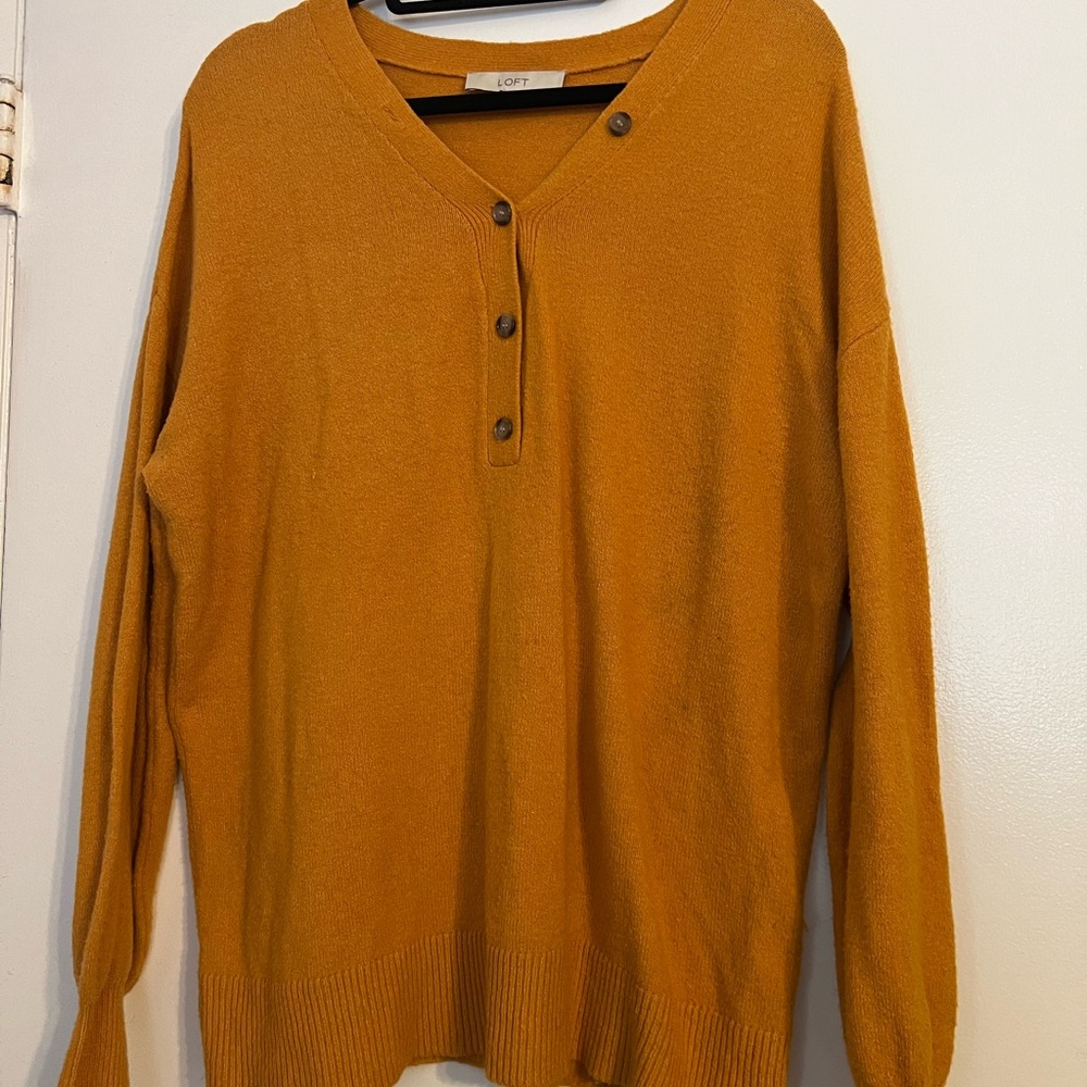 LOFT Women's V-Neck Mustard Sweater